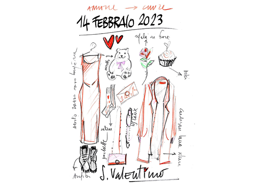Illustrazione con disegni per San Valentino