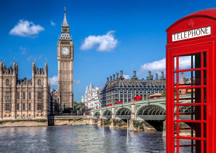 Foto con Big Ben e cabina telefonica londinese