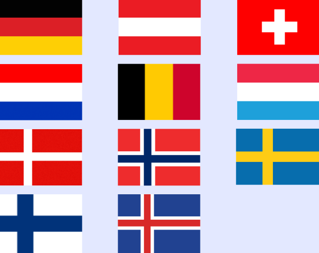 Foto di bandiere dei paesi del Nord Europa