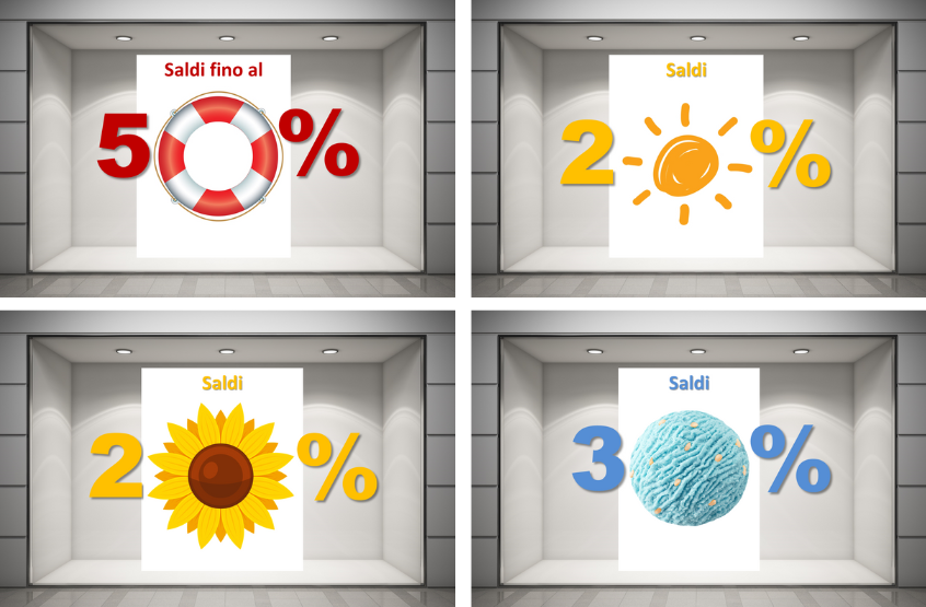 Illustrazione percentuali di sconto saldi estivi