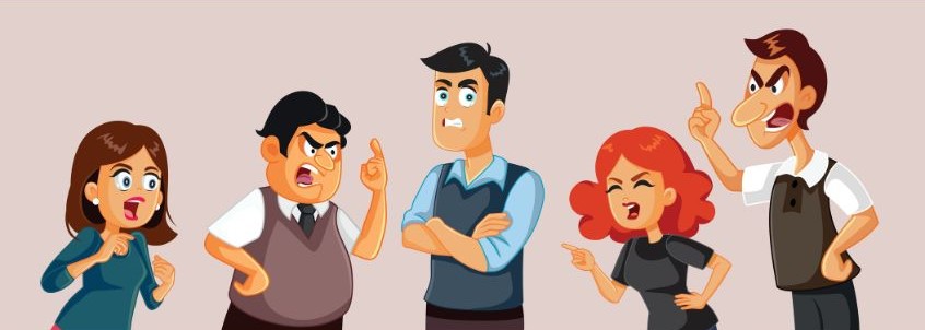 Illustrazione con persone che litigano