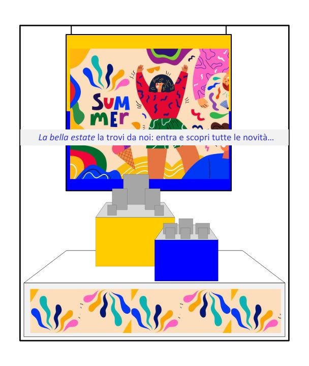 Illustrazione con banner per vetrofania