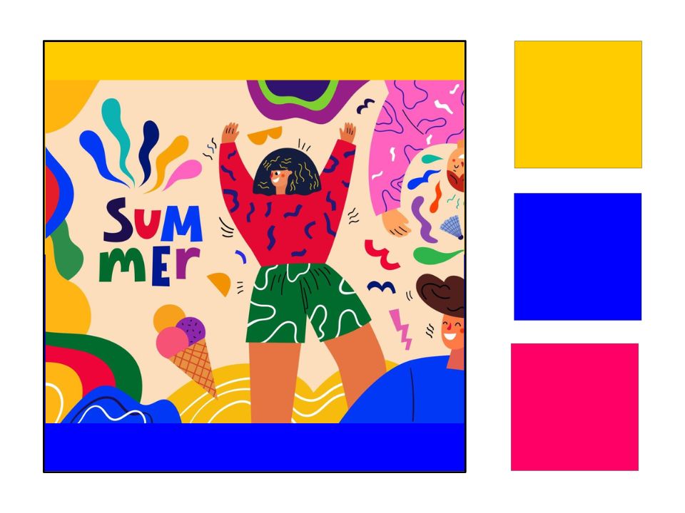 Illustrazione colorata con quadrati di colore diverso