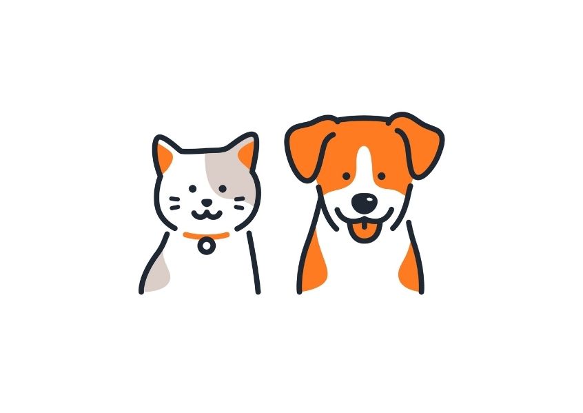 Illustrazione cane e gatto