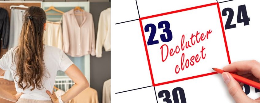Foto con ragazza di spalle e calendario segnato in rosso