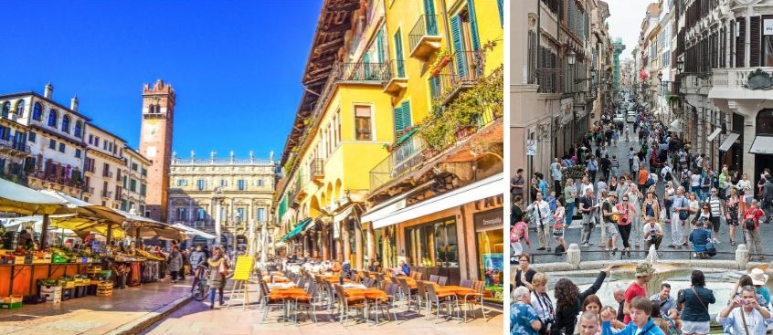 Foto di piazze a Venezia e a Roma