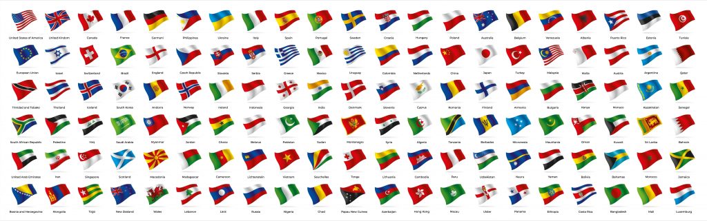 Illustrazione con bandiere di tutto il Mondo
