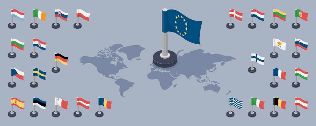 Illustrazione con bandiere UE